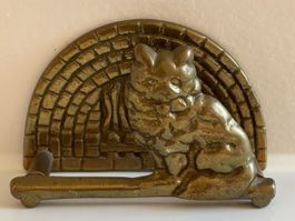 Messing Kamin Deko Katze Briefständer Vintage 🐈‍⬛