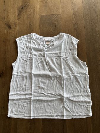Sommerliches, ärmelloses Shirt, weiss, Grösse 44/46