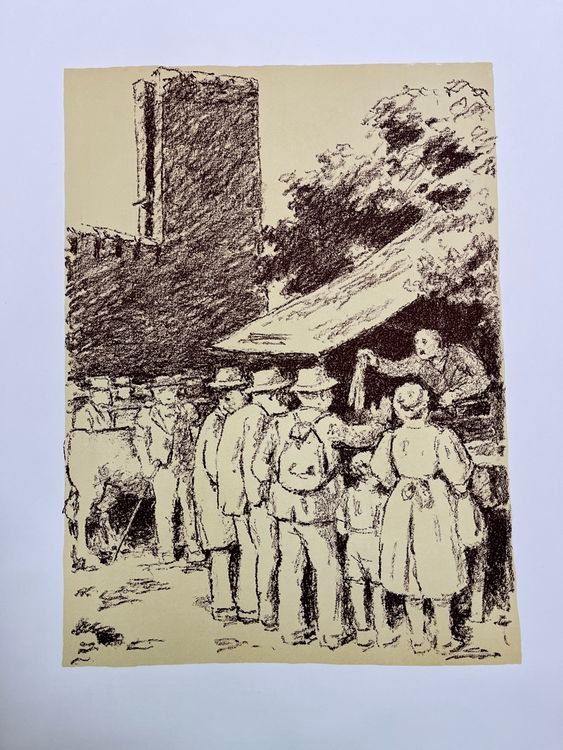 Grafica & Litografie: PAUL  GMÜNDER DER BAUERNMARKT LITHOGRAPHIE – Usato da Gersau venduto da grafik-kunst 1