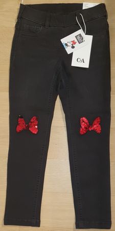 Jean skinny noir Minnie Mouse C&A, taille 122. NEUF!