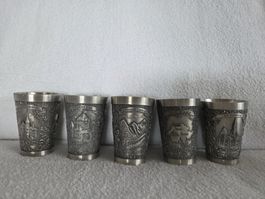 Zinnbecher 5 Stück