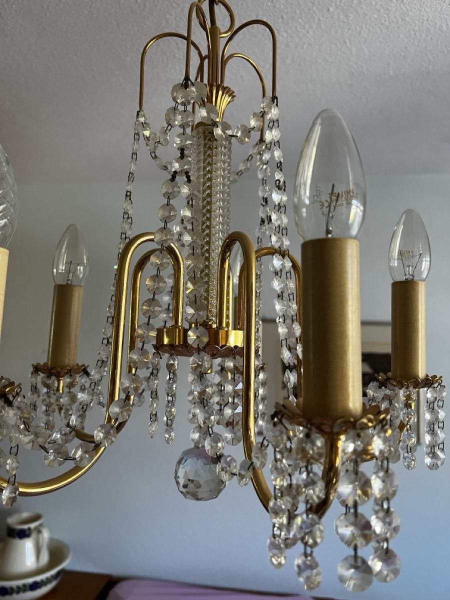 Lampadari & plafoniere: Kronleuchter Messing mit Glasbehang gebraucht – Usato da Neuenegg venduto da Magosaurus