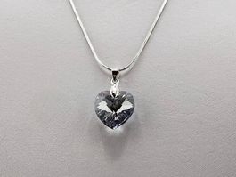 Damenhalskette mit Swarovski Herz Kristall Anhänger Ice Blau