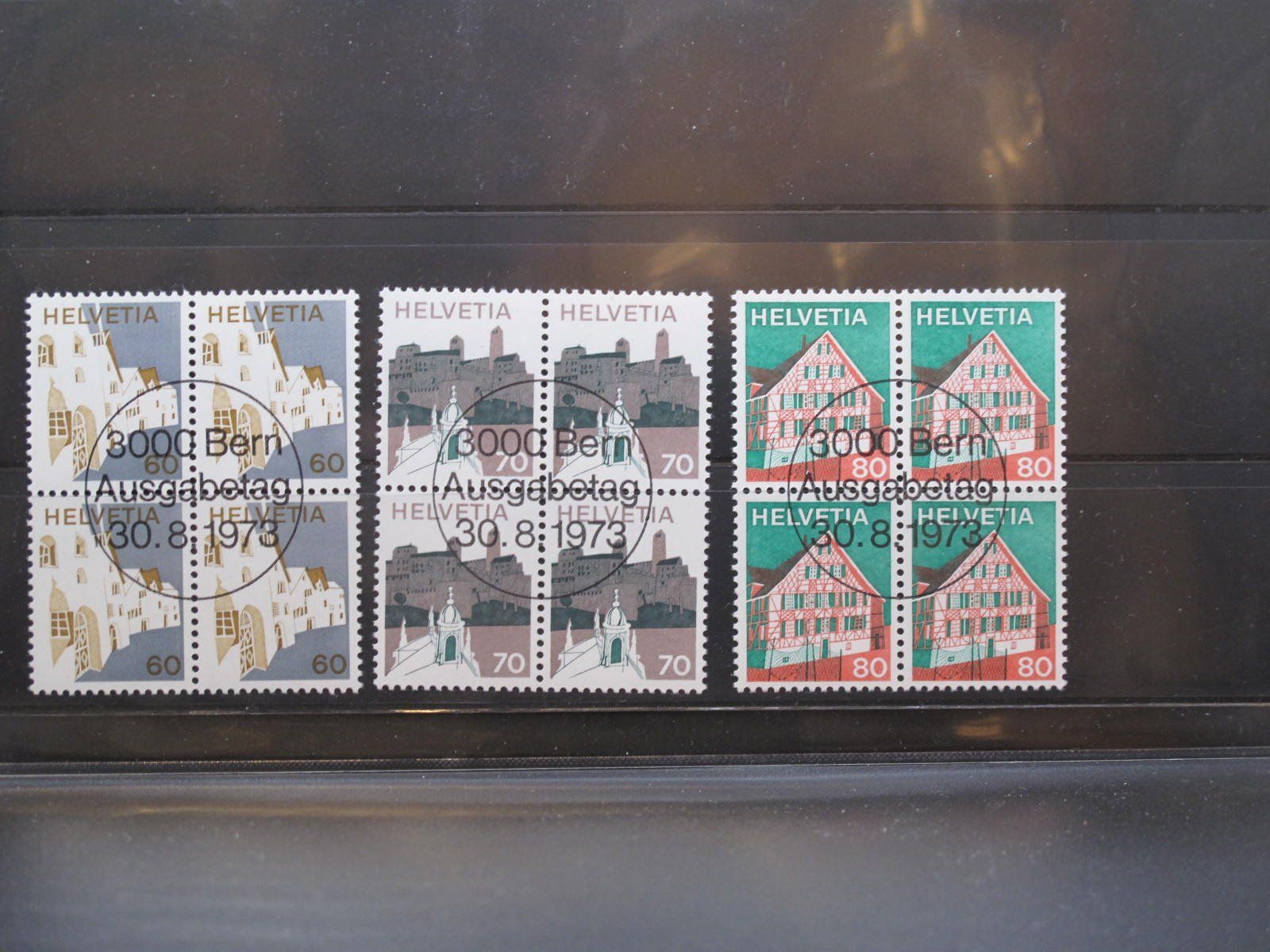 Alle Briefmarken: 1973 / 1975 Landschaftsbilder 4er gest – Gebraucht aus Wil SG von fva01 1