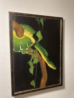 Ölgemälde: Grüne Schlange im Dschungel, gerahmt53)