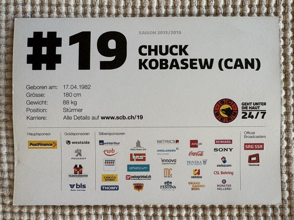Autographes: AK Autogramm von SCBern / Chuck Kobasew – D'occasion à Rümlang par Kartenpost1 1