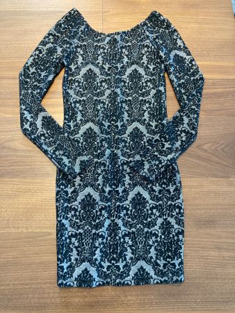 Cocktailkleid Herbst/Winter schwarz gemustert