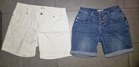 2er Set Sommer-Shorts, Denim und Weiss, Grösse 36/38 Top Zus