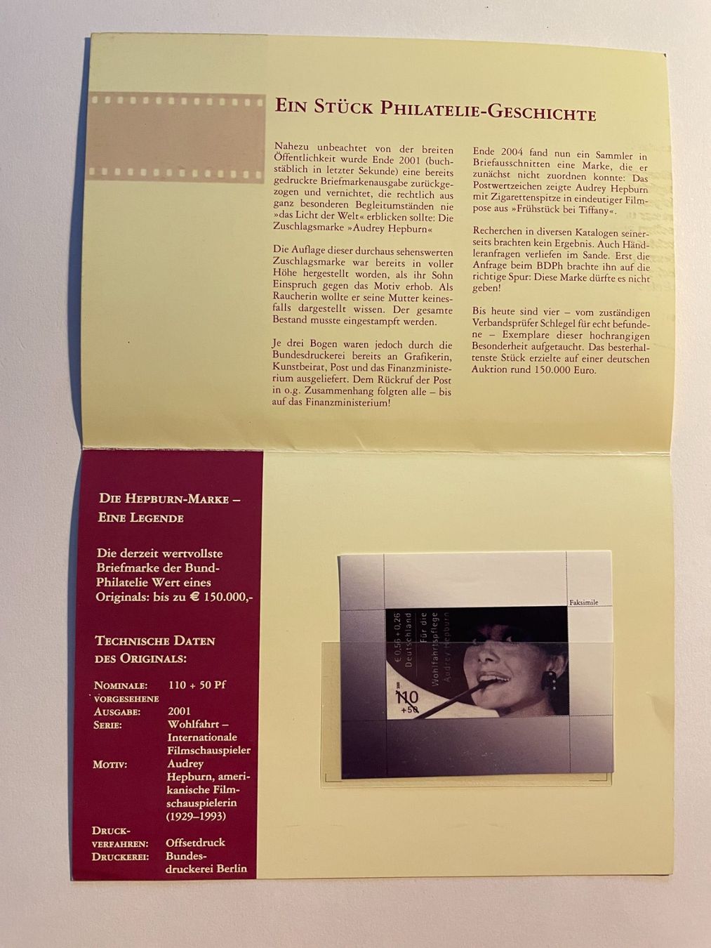 Tutti i francobolli: Briefmarke Audrey Hepburn – Nuovo (secondo la descrizione) da Menzingen venduto da Wlukas 2
