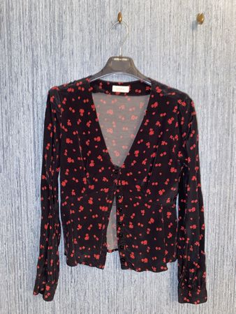 Kookai - Blouse à fleurs rouge/noir