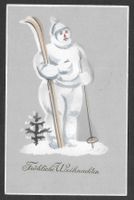 Fröhliche Weihnachten Schneemann als Skifahrer