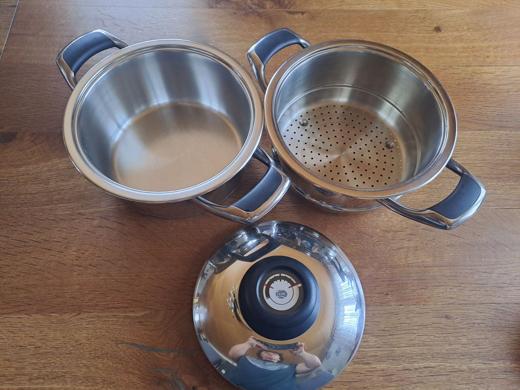 Pentole: AMC Kochtopfset mit Deckel und Einsatz, 3l – Usato da Wängi venduto da Raettli10 1