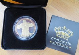 1OZ Silber Congo 2022 Silberrücke Gorilla Gold Black Empire