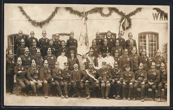 Pompieri: Foto-AK Obermiething, Gruppenbild der Fe – Usato da Berlin venduto da bartko-reher