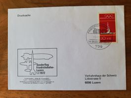 Ganzsache Sonderflug Friedrichshafen-Luzern 1.7.1972