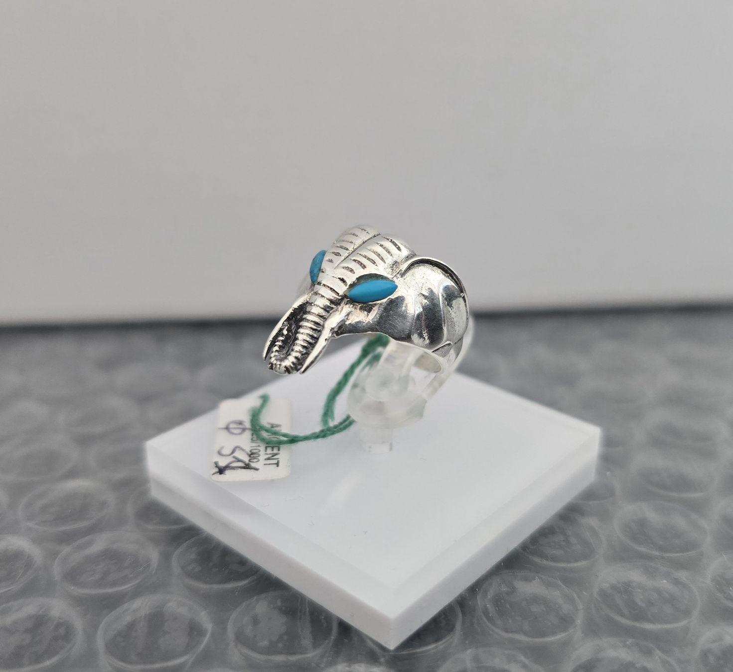 Anelli: Vintage Ring Glücksbringer "Türkis-Elefant" 925 Silber – Usato da Basel venduto da ALEXANDER4056 3