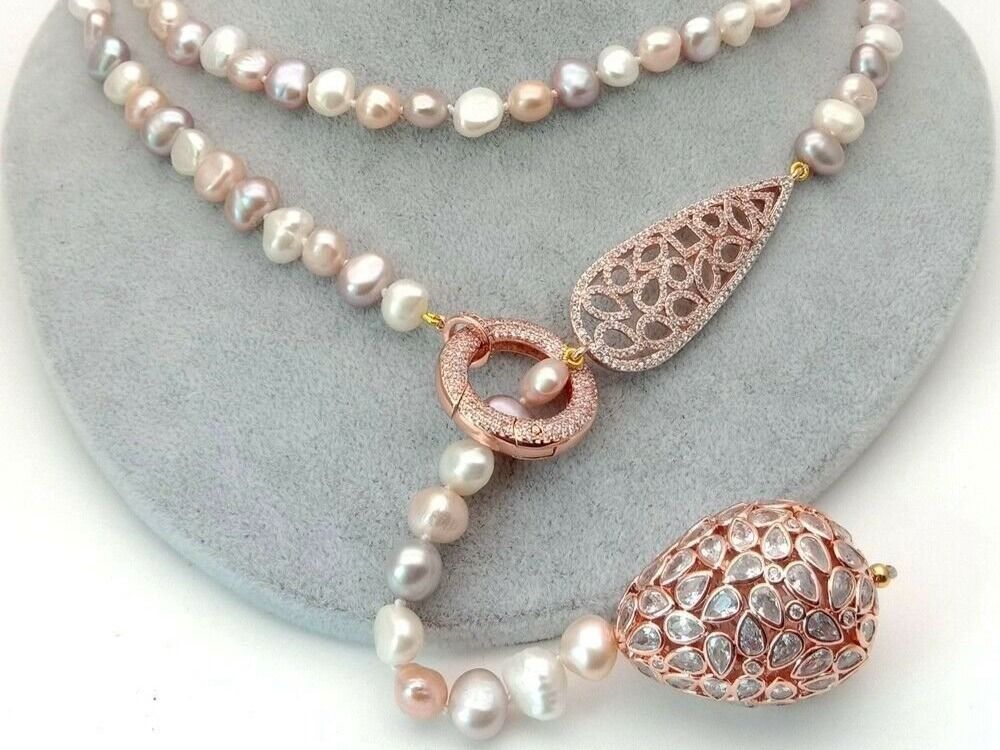 Catenine: AKTION Mina rosa Perlen Kette Echt Collier Perles Véritables – Nuovo (secondo la descrizione) da Prilly venduto da ilyria73 7