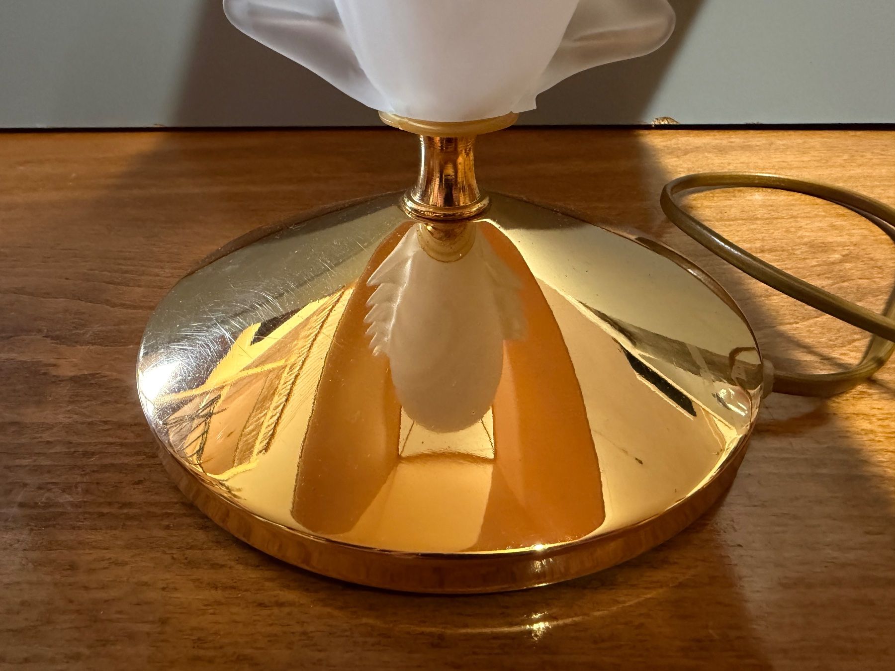 Lampade: Vintage Tischlampe Glasfuss mit Stoffschirm – Usato da Otelfingen venduto da Yossi-68 4