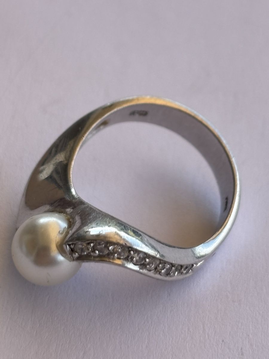 Anelli: Ring Perle mit Zirkonia Silber 925  – Usato da Langnau am Albis venduto da flusspflege 4