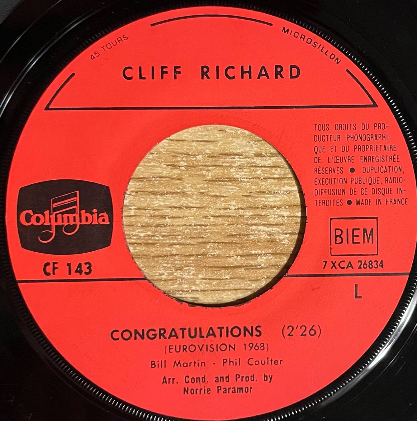 Dischi in vinile: CLIFF RICHARD -- CONGRATULATIONS - EUROVISION 1968 – Usato da Bussigny venduto da vinyl-pas-cher 2
