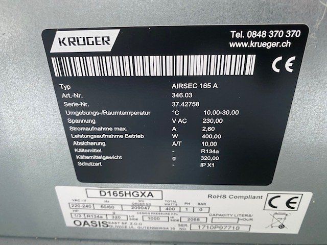 Krüger Déshumidificateurs: Krüger Luftentfeuchter Airsec – D'occasion à Niederhasli par Tigerproduct 5