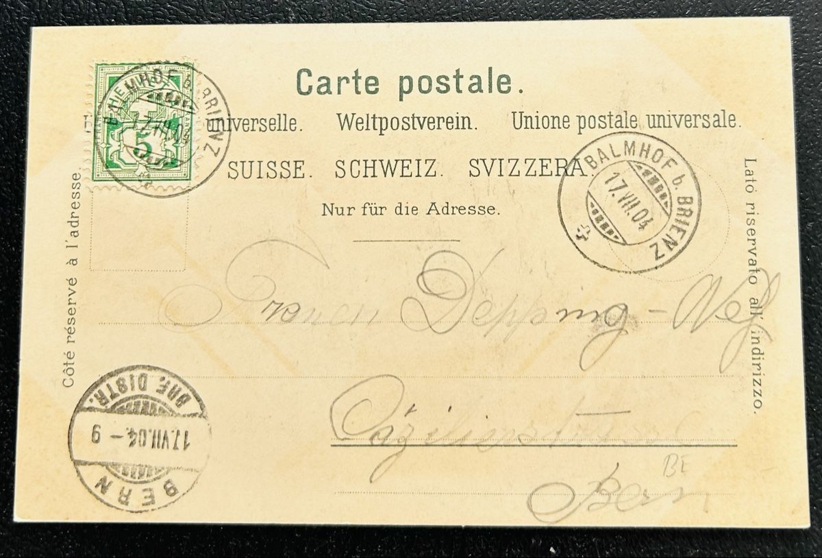 Ansichtskarten: Gruss aus Brienzwiler Litho  – Gebraucht aus Horw von Tellbub 1