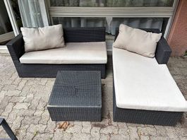 3-teilige Garten Lounge Set (Sofa, Liege, Tisch) - gebraucht