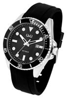 Q&Q Citizen® Herrenuhr 44mm 5 Bar Schwarz Silber Datum NEU
