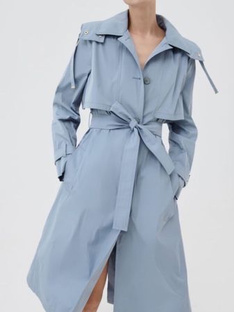 Marella Regen Trench Coat m Gürtel u Kapuze hell blau Gr 38
