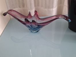 Italian Cranberry Blue Bowl Dish Centerpiece Murano Seguso A