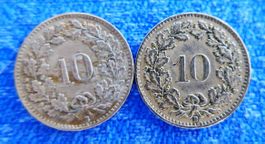 4 x 10 Rappen den Jahren 1921/1925/1927 und 1934