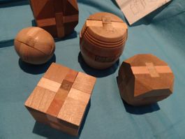 5 alte Holz Labyrinthe   Holz Puzzles  Gedulds-Spiele