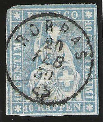 Alle Briefmarken: Strubel 23C, gestempelt Rorbas – Gebraucht aus Wildhaus von Brunphil