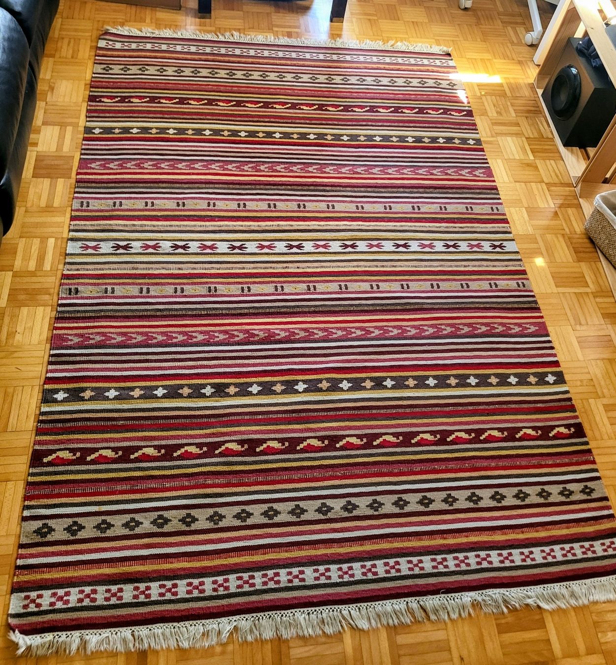 Tappeti: Tapis à rayures, tons rouges et ocres – Usato da Vevey venduto da Nirgal 1
