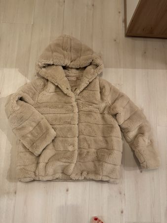 Flauschige Winterjacke Esqualo Gr.36 Beige mit Kapuze