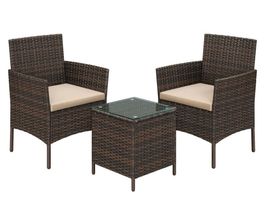 Balkonmöbel Set Polyrattan Tisch Stühle Braun Taupe LIZZY
