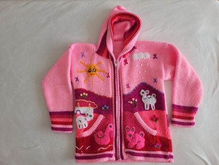 Rosa Kinder Strickjacke mit Kapuze