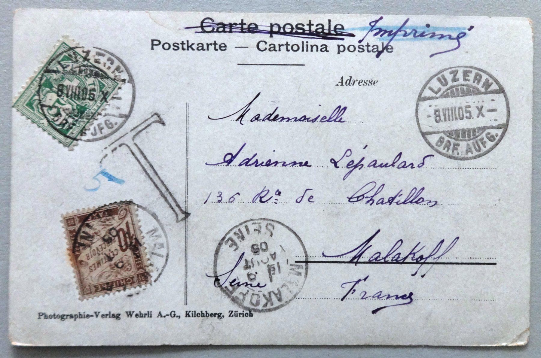 Cartoline postali: Luzern und die Alpen – Usato da Fétigny venduto da Billy2miny 1