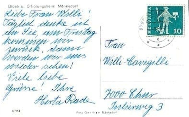 Cartoline postali: Männedorf, Bibel und Erholungsheim – Usato da Ottikon b.Kemptth. venduto da Neptun1974 1