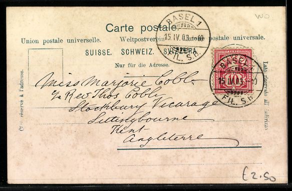 Cartoline postali: Klein Basel, Rhein mit Brücke und Uferh – Usato da Berlin venduto da bartko-reher 1