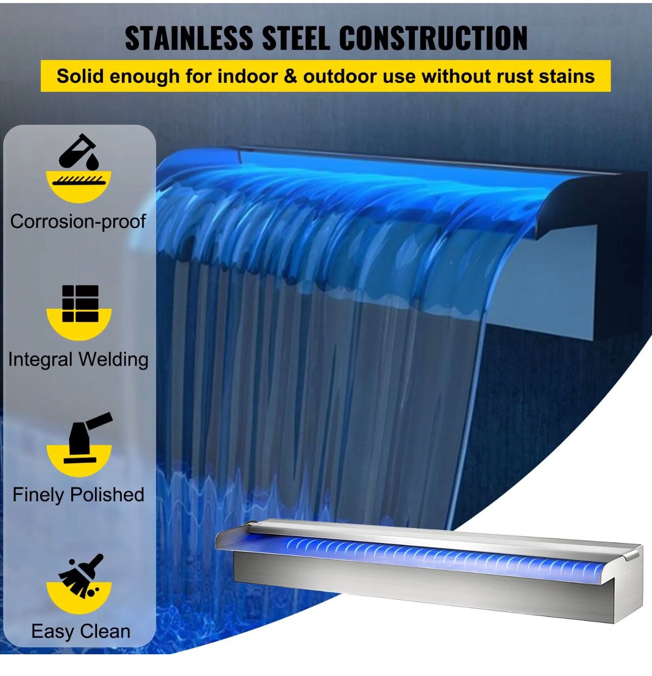 Stagni & Fontane ornamentali: + VEVOR 60cm Schwalldusche mit LED Wasserfall Edelstahl Pool – Nuovo e nell'imballaggio originale da Amriswil venduto da JaJa-Express 2