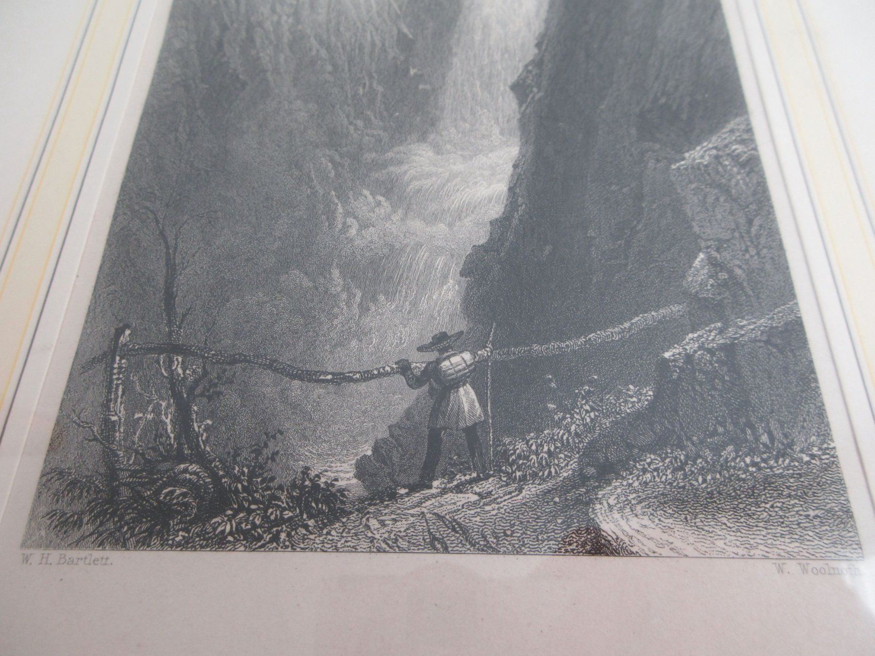 Incisioni: Stahlstich Aarefall bei Handegg W. Bartlett, 1836 – Usato da Binningen venduto da tempipassati 2