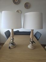 Lot des 2 grandes lampes de chevet en bois Hauteur 65 cm 
