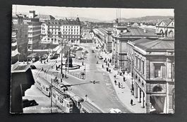Zürich. Bahnhofplatz, Tram, Linienbus, ca. 1950