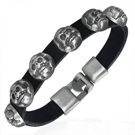 Bracciali & Braccialetti: Gothic / Skull Lederarmband / Bracelet – Nuovo (secondo la descrizione) da Schwanden GL venduto da UHRKNALL