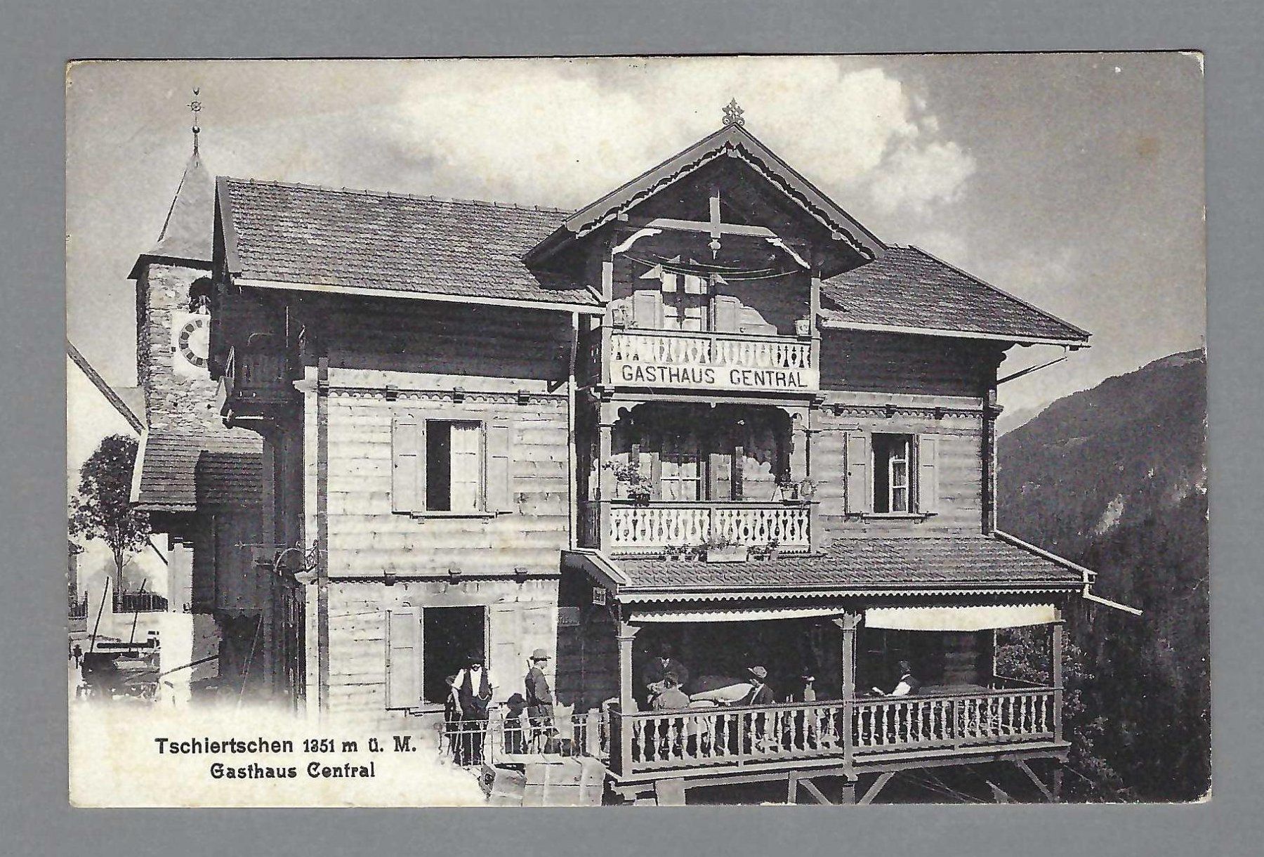 Cartoline postali: 1925, TSCHIERTSCHEN, GASTHAUS CENTRAL, BELEBT. – Usato da Pura venduto da ulisse1957