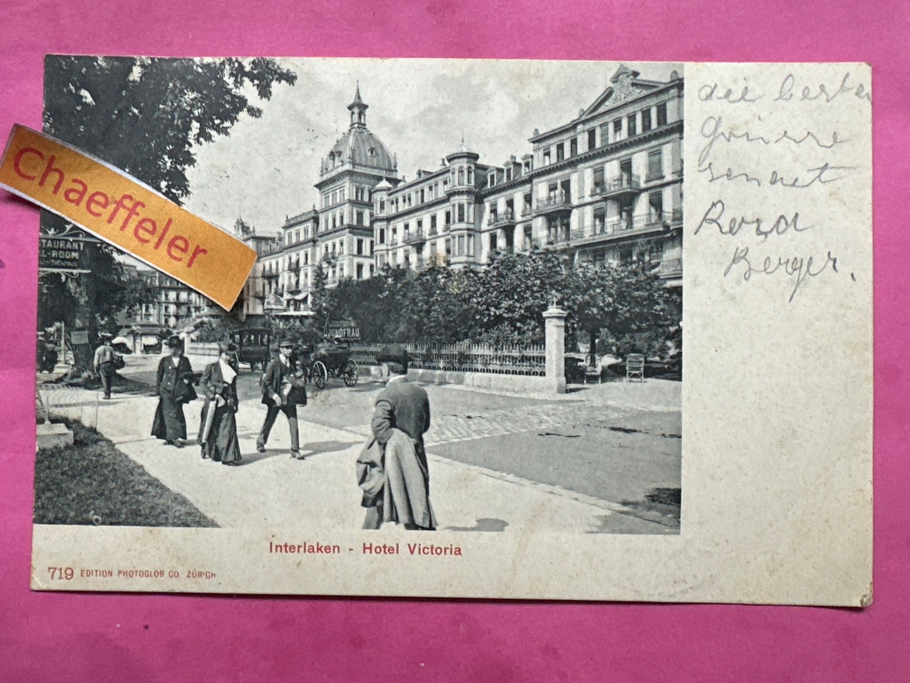 Cartoline postali: 1903 Interlaken, Hotel Viktoria – Usato da Zürich venduto da Chaeffeler