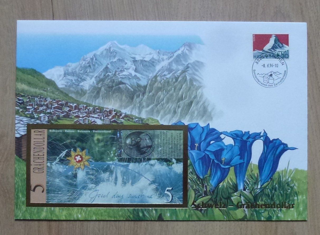 Banconote: Banknotenbrief  Schweiz - Walliser Grächendollar – Usato da Walkringen venduto da Casablanca777