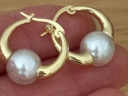 Luxus Elegante Ohrstecker  Kunstperlen Farbe: Gold