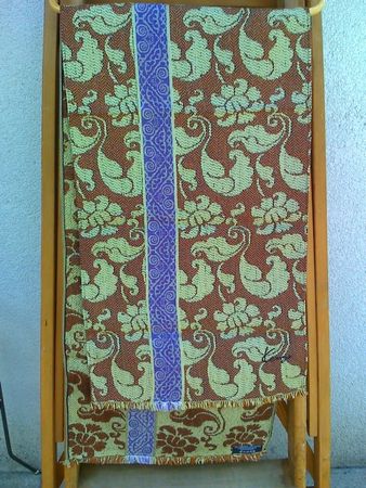 KENZO Schal 35×140 Wolle Mix, Arabesque Muster braun h grün